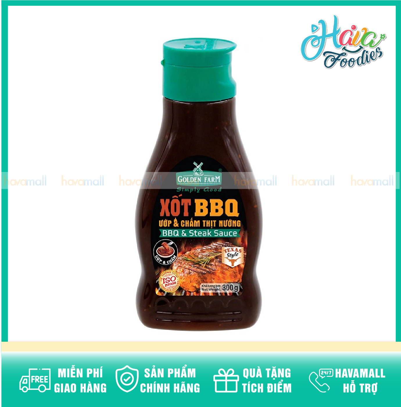 Sốt bbq texas nướng & chấm 300g goldn farm – bbq & steak sauce