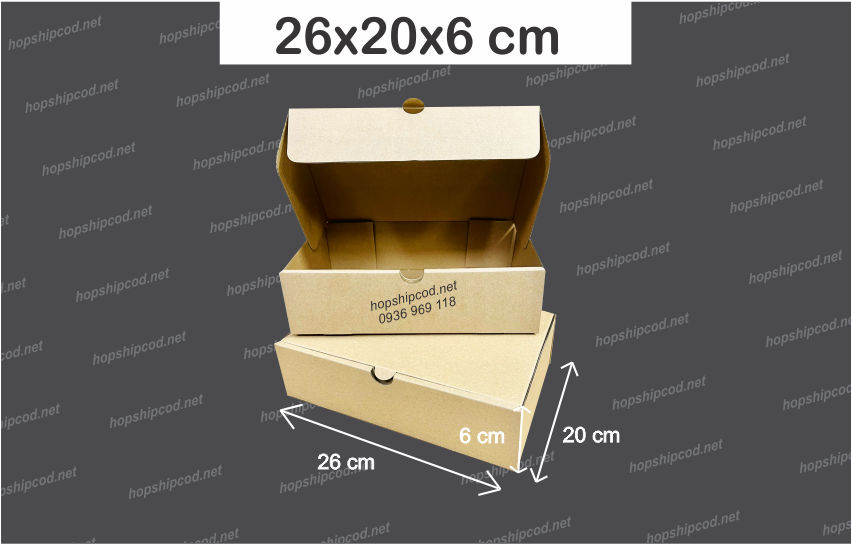26x20x6 cm hộp nắp gài