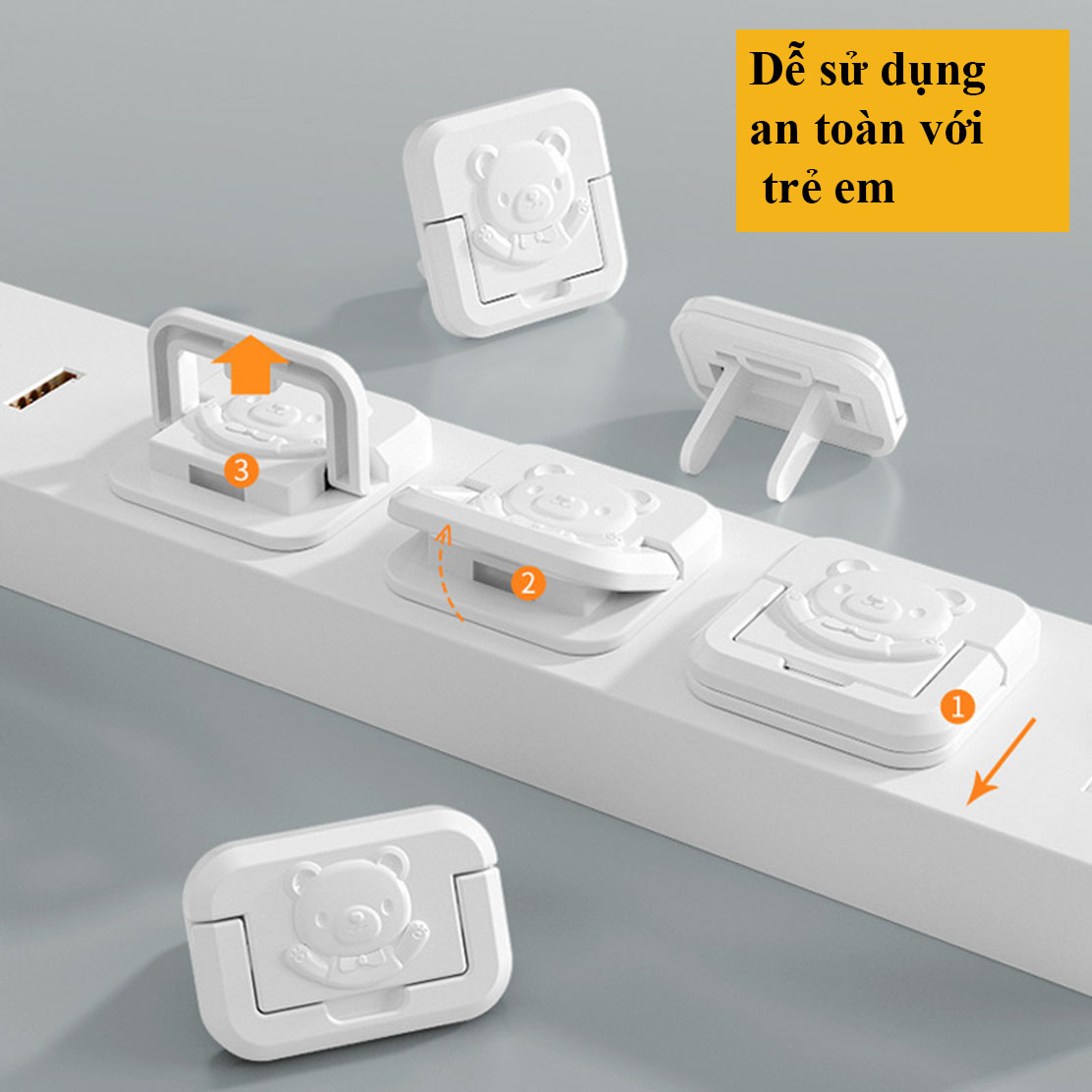 Bịt ổ điện chống giật cho bé - Nhự abs an toàn tuyệt đối - Chống cháy - Quai đeo thông minh, ổ 2 chân và 3 chân