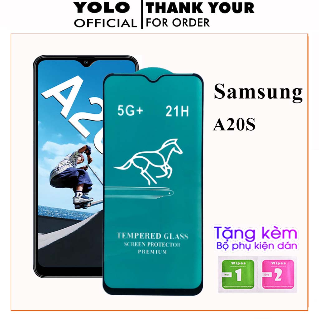 Kính Cường Lực Samsung A20s Full Màn Trong suốt Cảm Ứng Siêu Nhạy Tặng Kèm Khăn lau