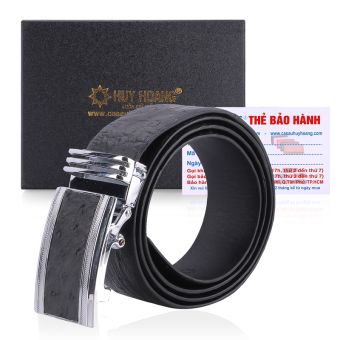 HK4433 - Dây nịt nam da đà điểu  4P da hột màu đen