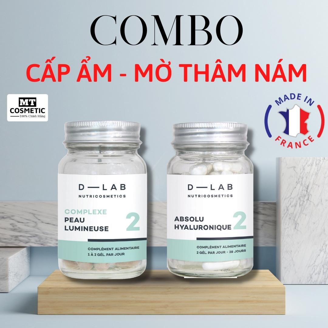 Combo dlab cấp ẩm mờ thâm nám - viên ha absolu hyaluronique - viên trắng da complexe peau lumineuse