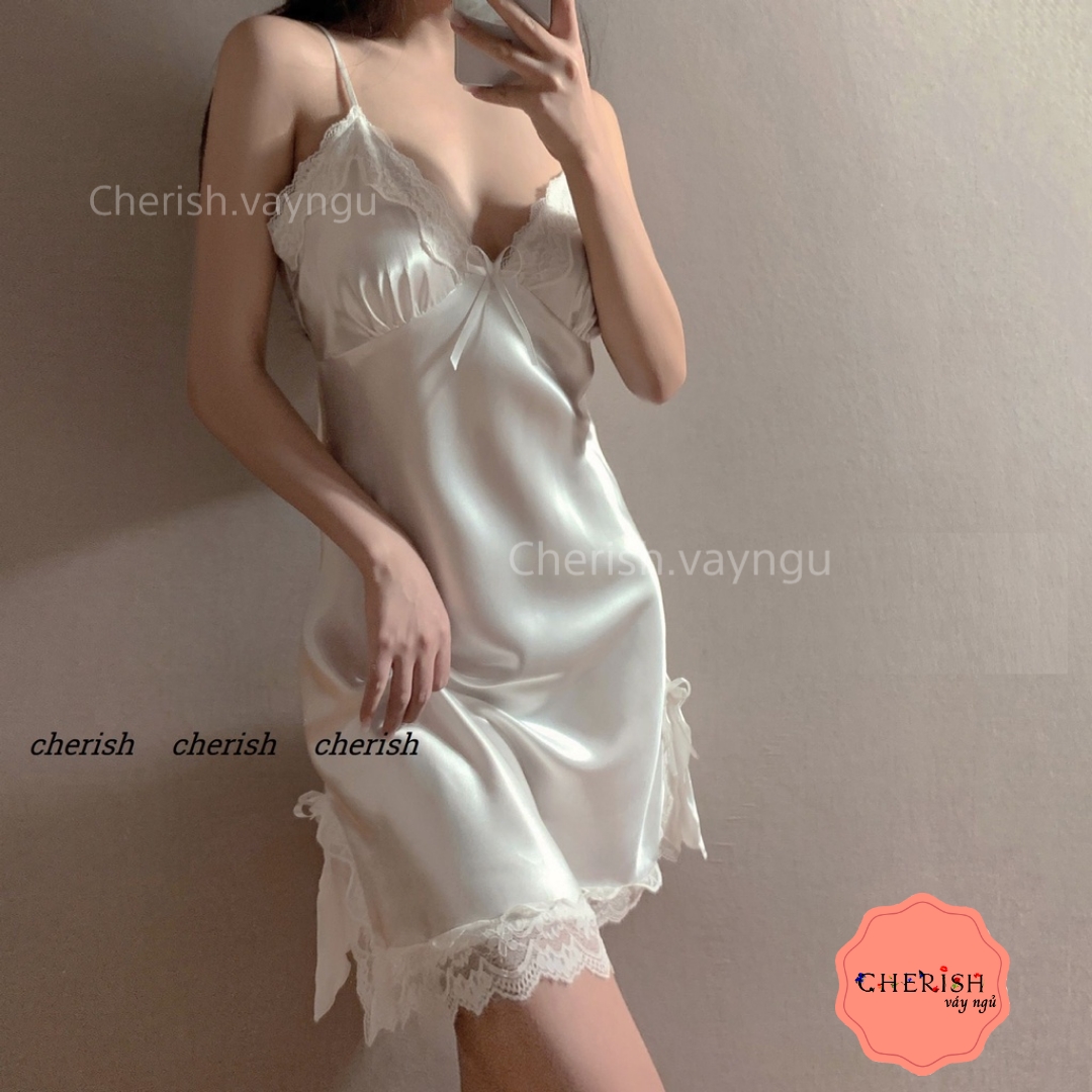 Váy ngủ 2 dây lụa sexy , Đầm hai dây mặc nhà dễ thương , quyến rũ