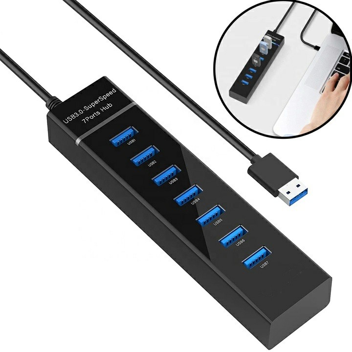 Bộ chia USB 3.0 Hub 7 cổng Usb tốc độ cao cho ổ cứng Ổ đĩa flash USB Bàn phím chuột Bàn phím mở rộng Bộ điều hợp Hub Usb Máy tính xách tay