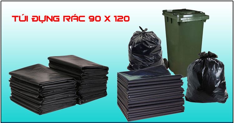 Túi xốp đen bóng size lớp đựng rác công nghiệp size lớn 90x120 cm