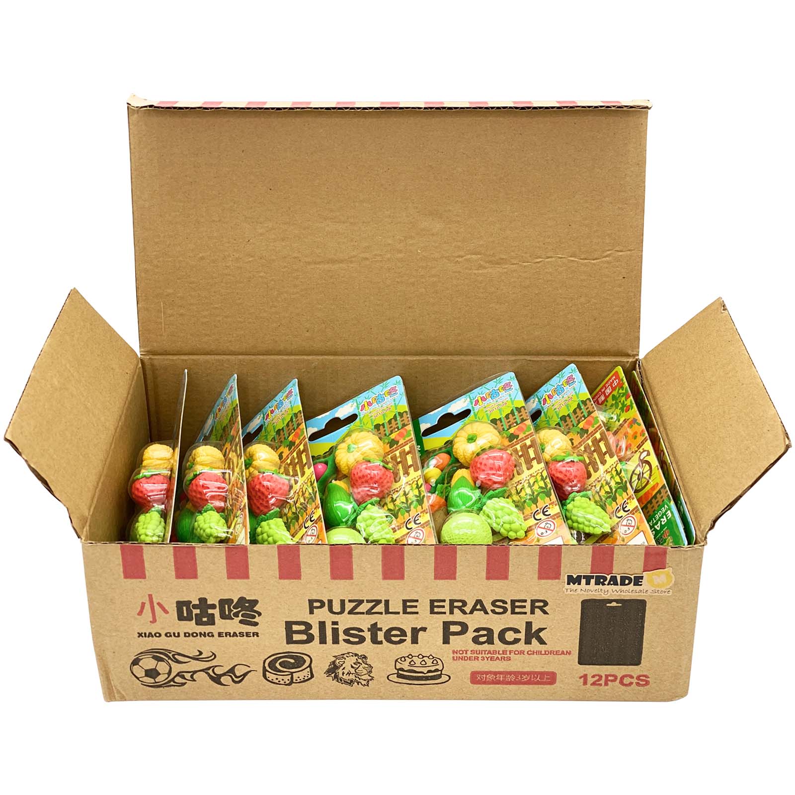 [Bulk 12 Set/Box] 3D Vegetable & Fruit Erasers Party Supplies