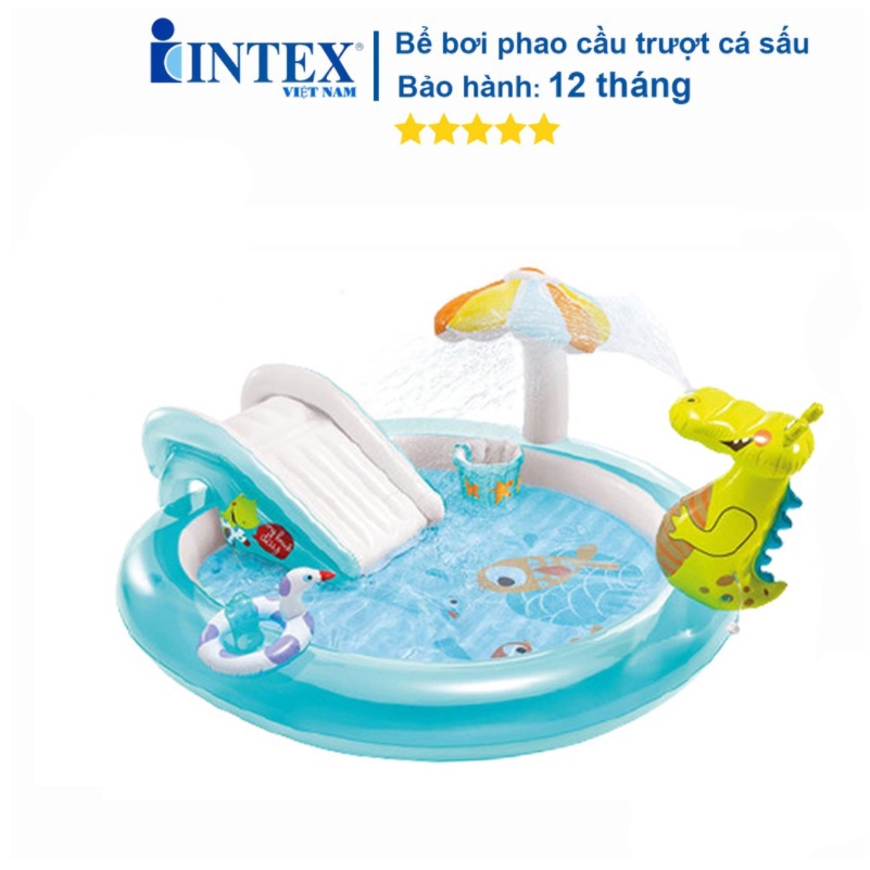 Bể bơi phao cầu trượt cá sấu chúa intex 57165 - Hồ bơi cho bé mini, Bể bơi phao trẻ em, bể bơi cho bé, bể bơi ngoài trời