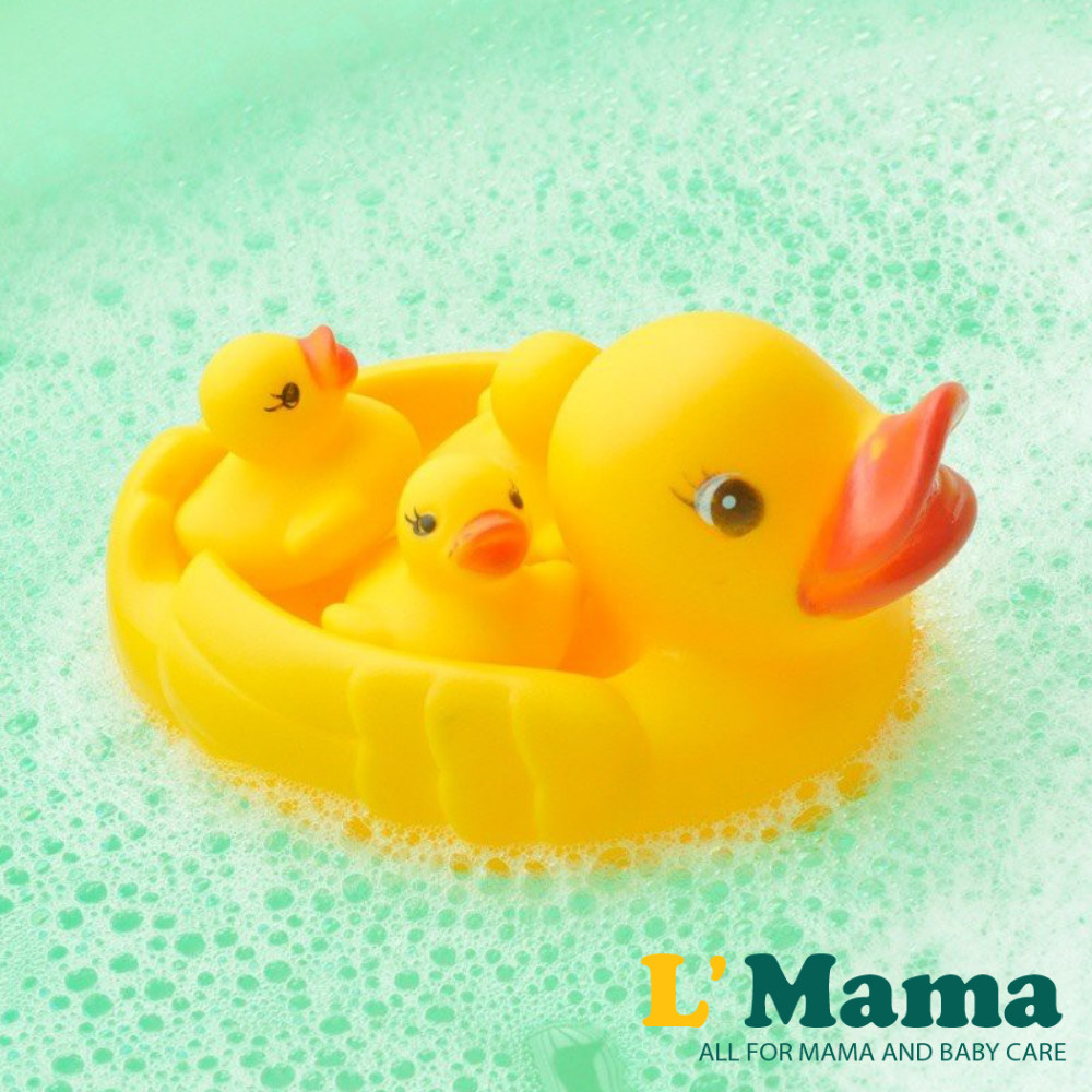 Đồ chơi đàn vịt thả bồn tắm, chậu tắm có tiếng kêu chip chip cho bé, đồ chơi an toàn cho bé 1 vịt mẹ 3 vịt con