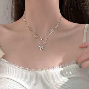 Dây chuyền nữ 2 trong 1 bạc Ý xi bạch kim MS19d