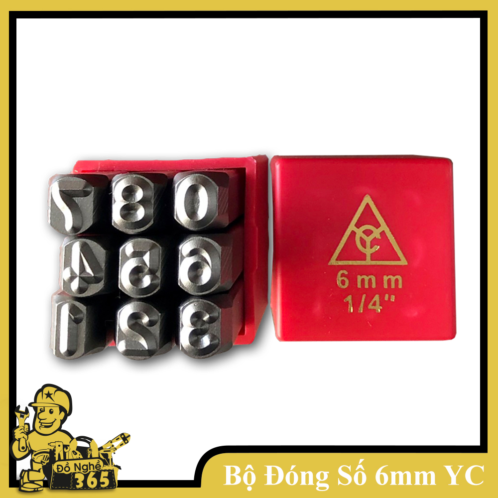 Bộ đóng số 6mm hiệu YC (xuôi), bộ đóng số khung xe máy, bộ đục số khung số máy sản xuất tại Đài Loan từ số 0 đến số 9, đóng số lên mặt phẳng kim loại