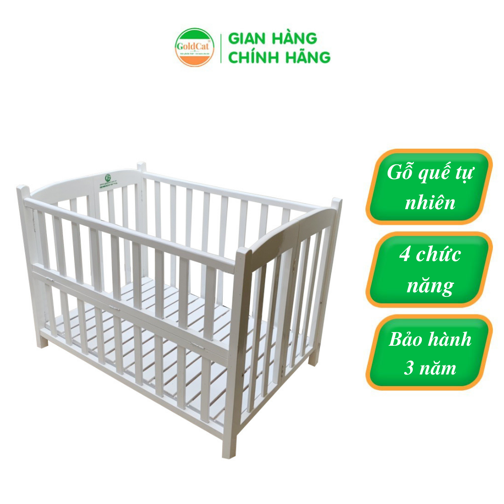 Cũi Giường Cho Bé 4IN1 GOLDCAT C4 Chất Liệu Gỗ Quế Tự Nhiên Giúp Bé Chống Trào Ngược.