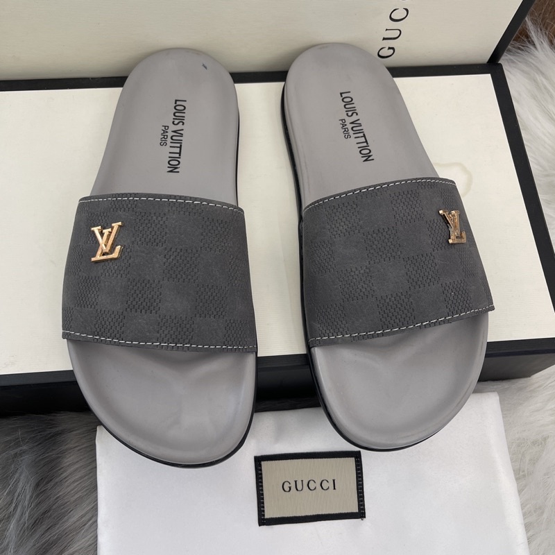 Dép nam nữ quai ngang L V chìm 2 màu Đen Xám cực bền