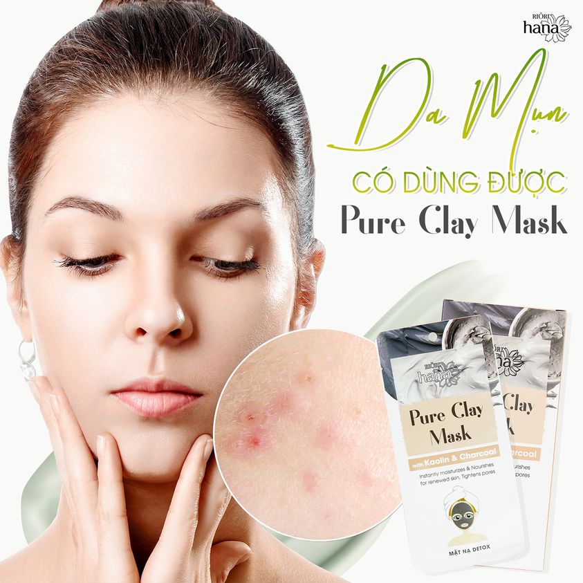 (Lẻ 1 miếng ) Mặt Nạ Đất Sét Detox mặt nạ bùn Thải Độc Da thu nhỏ lỗ chân long giảm mụn đầu đen Hara RIORI Pure Clay Mask 12g