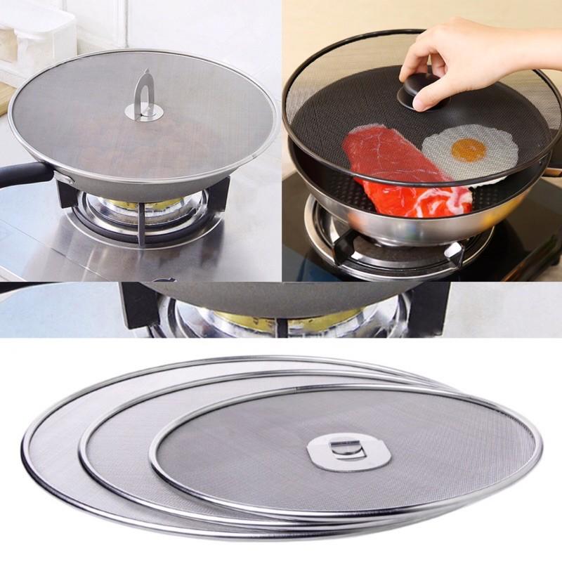 [Tiện lợi-nắp size 29 cm] Nắp lưới đậy chảo chống văng dầu mỡ inox có núm gấp gọn loại lớn cao cấp nhà nào cũng cần