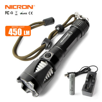 NICRON Đèn Pin LED CREE 3W Đèn Flash Usb 18650, Đèn Pin LED Xe Đạp MINI Chống Nước 4 Chế Độ USB 18650 Li-ion G80