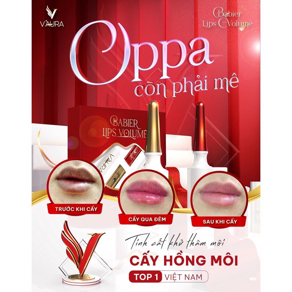 Bộ Tinh Chất Cấy Màu Môi Vaura Babier Lips Volume V3 Extra X9 - Khử Thâm Môi - Giúp Môi Hồng Tự Nhiên - Mẫu Mới Nhất