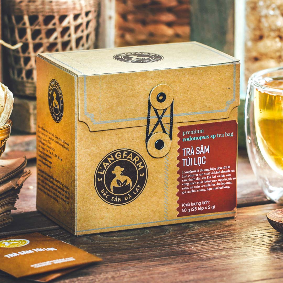 Trà sâm túi lọc Langfarm 25 tép hộp mẫu quấn dây kraft