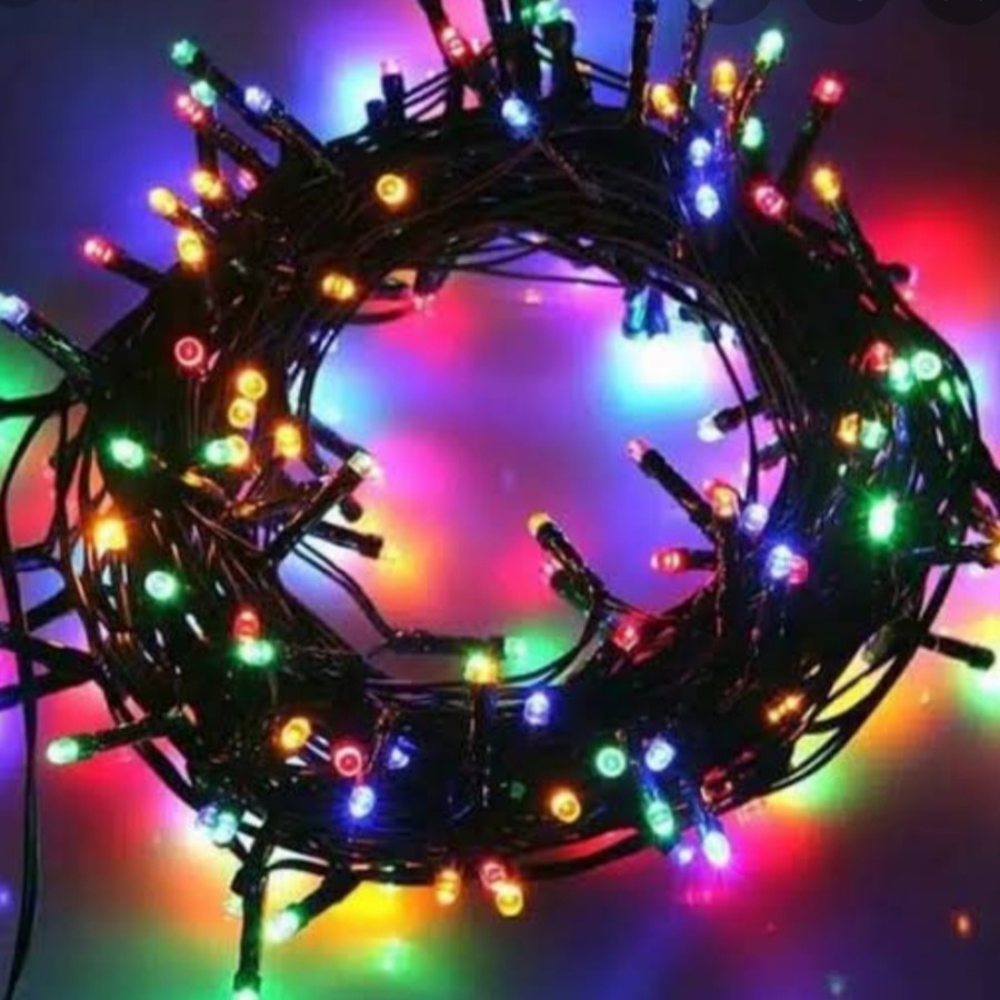 Lampu tumblr kabel hitam warna warni rainbow 7 color 10m 100 led Natal Dekorasi kamar tidur Aestetic SNI Cristal Bintang