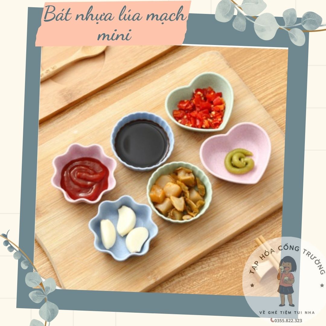 Bát đựng gia vị, nước chấm, bát lúa mạch mini cho bé ăn dặm bằng nhựa lúa mạch nhiều hình xinh xắn đáng yêu