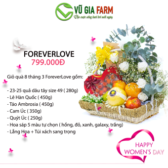 Women's Day 8 tháng 3 ForeverLove Dâu Tây + Lê Hàn Quốc + Táo New + Cam úc + Quýt Úc + Hoa Sáp Màu Tự Chọn