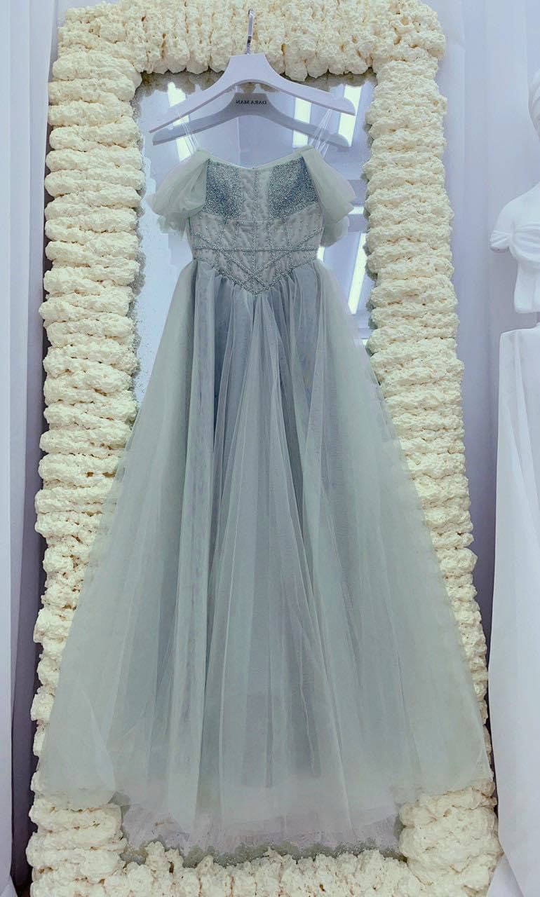 Đầm xòe dự tiệc 2 dây trễ vai lưới kết cườm TRIPBLE T DRESS size M/L - MS289V