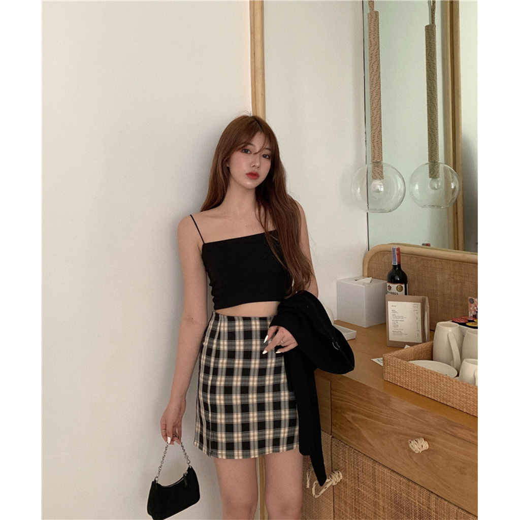 Áo hai dây, áo hai dây sợi bún CERA-Y form croptop chất vải bo gân co dãn mặc mát CRA019