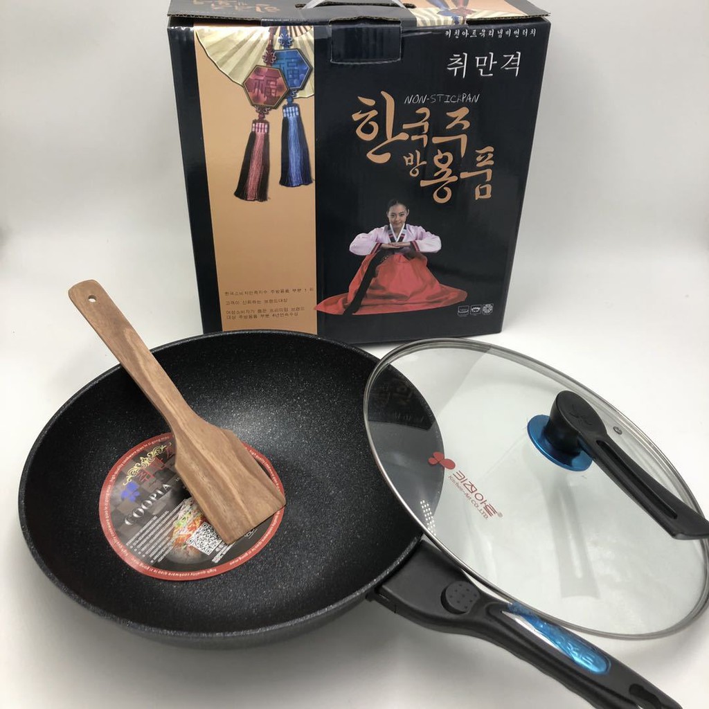 Chảo Chống Dính Siêu Bền Đá Coopia Hàn Quốc Có Nắp 32CM -Chảo Đá Chống Dính Hàn Quốc Sâu Lòng, dùng được cho bếp từ