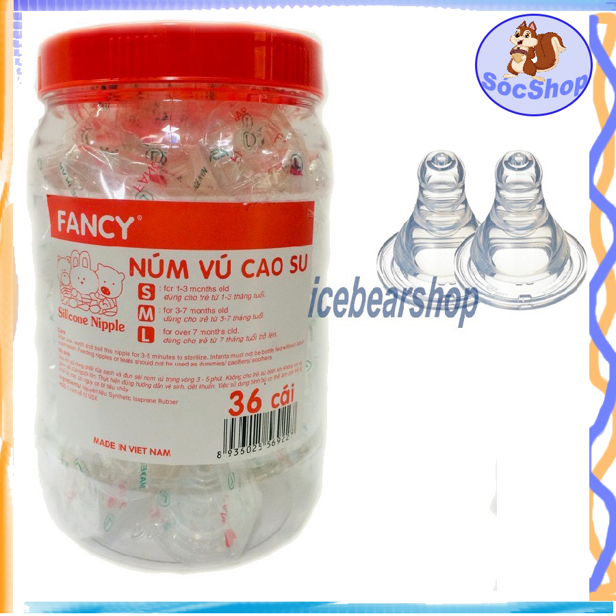 Hộp núm vú siêu mềm Silicone Fancy , tương thích hầu hết bình cổ nhỏ