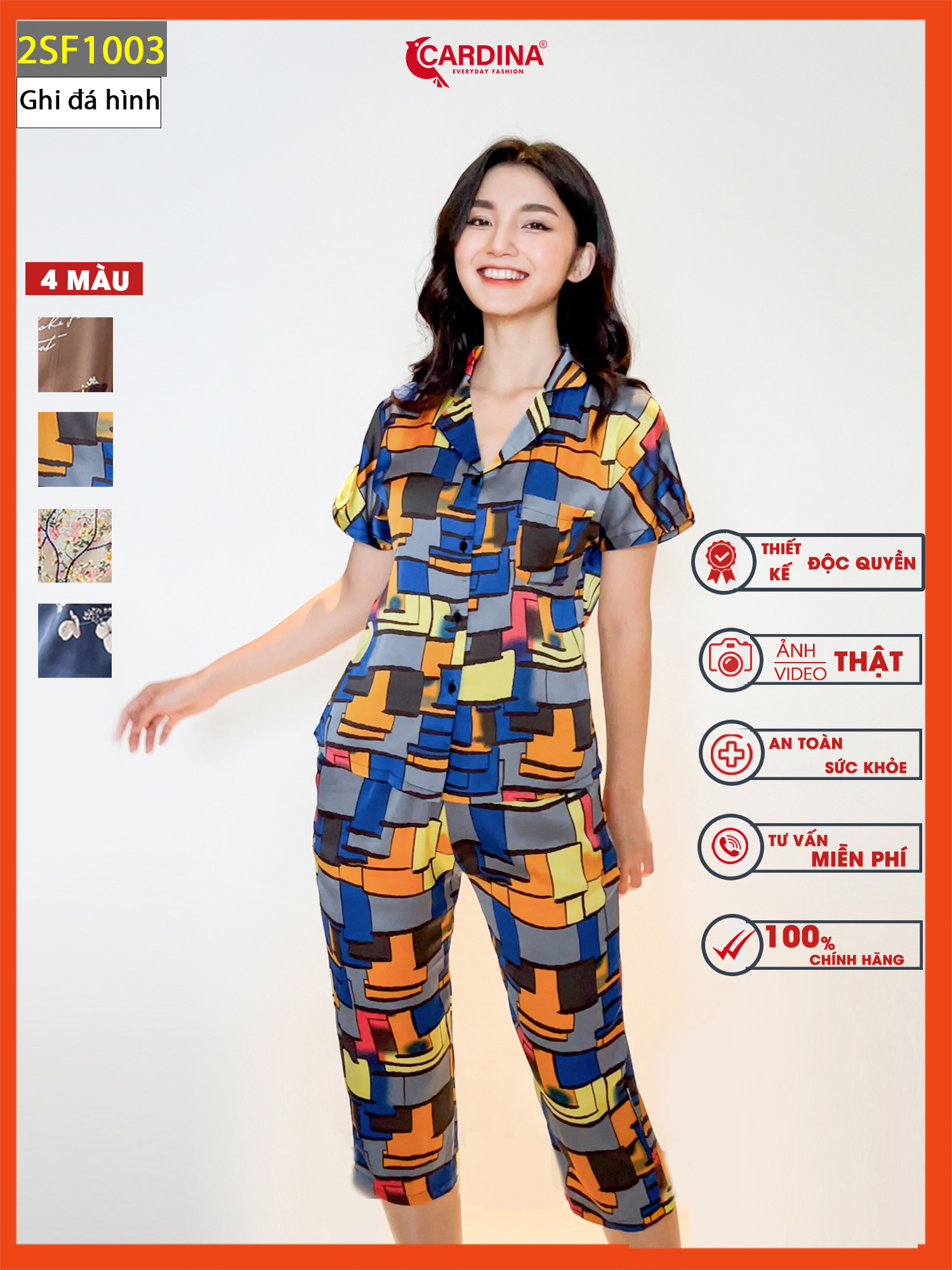 Đồ bộ nữ 𝐂𝐀𝐑𝐃𝐈𝐍𝐀 pijama chất lụa satin nhật cao cấp họa tiết độc đáo 2sf10