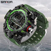 SANDA Military Sport Watch - Waterproof Digital Wristwatch