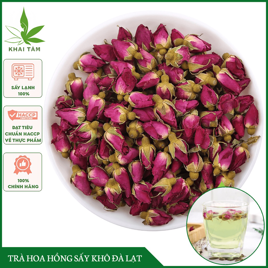 Trà hoa hồng đà lạt sấy khô 100gr đẹp da, giảm stress, thải độc, chống lão hóa, 100% không chất bảo quản