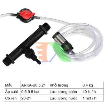 Bộ châm phân Venturi G1/2 Ren 21 (1/2 inch), Thiết bị châm bón phân tự động, châm bón phân cho hệ thống tưới