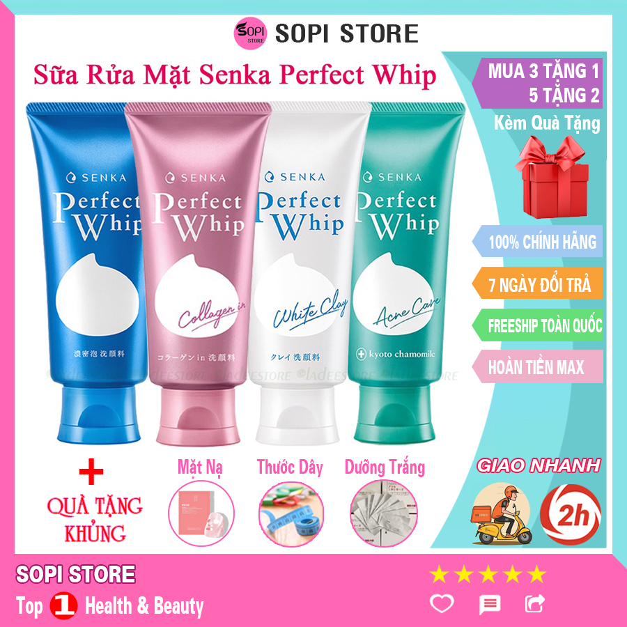 Sữa rửa mặt Senka Perfect Whip 120g Nhật Bản chính hãng