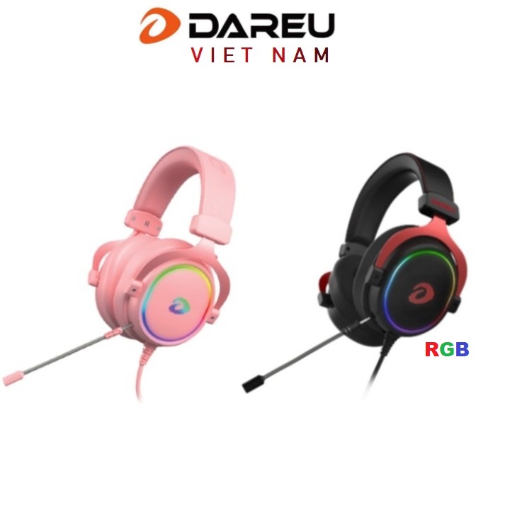 Tai nghe dareu eh925s led rgb - 7.1 usb - đen / hồng pink
