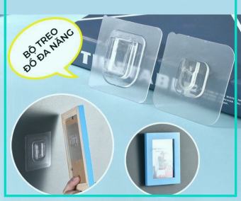 Bộ Móc Dán Tường Ghép Đôi Treo Đồ, Ổ Điện, Tranh Ảnh - Miếng Dán Tường Dự Phòng Cho Khay Kệ Nhà Tắm, Nhà Bếp