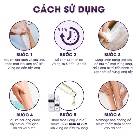 Combo Kem Tẩy Lông_ Seimy Pure Skin Perfect ( Gồm kem và serum dưỡng) Triệt Sạch Lông Chỉ Sau 5 Phút sử dụng