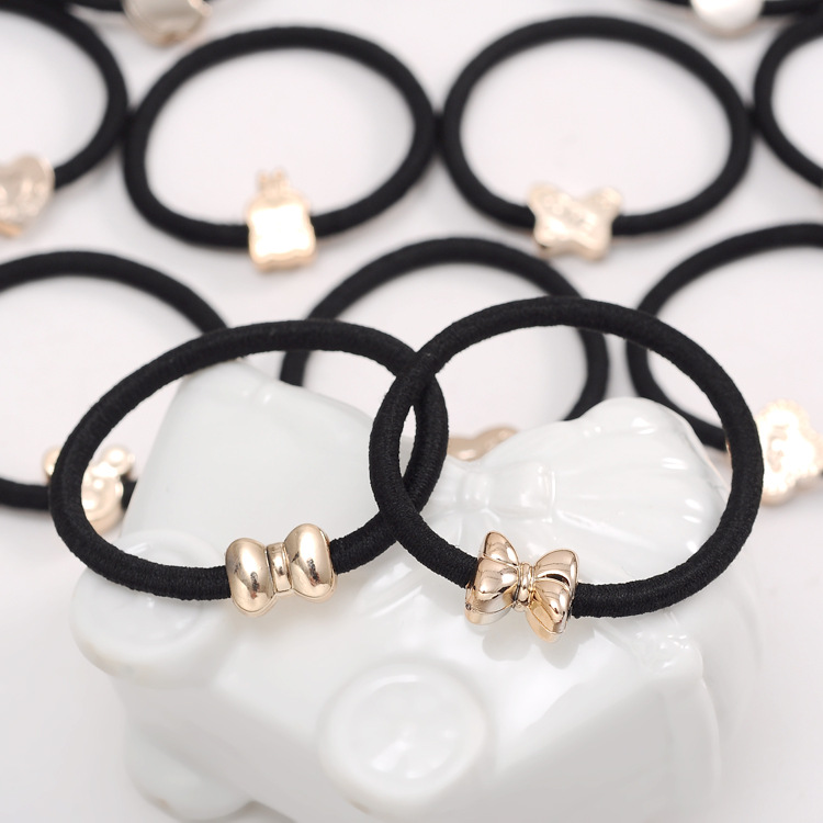 Set 10 Thun buộc tóc đính icon vàng siêu mềm mịn dễ thương