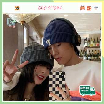 Mũ len nam chữ P phong cách unisex, nón len trùm đầu mềm mịn ấm áp, nón len dành cho cặp đôi  vành mũ cao gấp cá tính- L7