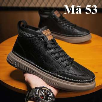 Giày Thể Thao, Giày Thể Thao Nam, Giày Sneaker, Giày Da Đen Trơn 4cm Mã 53