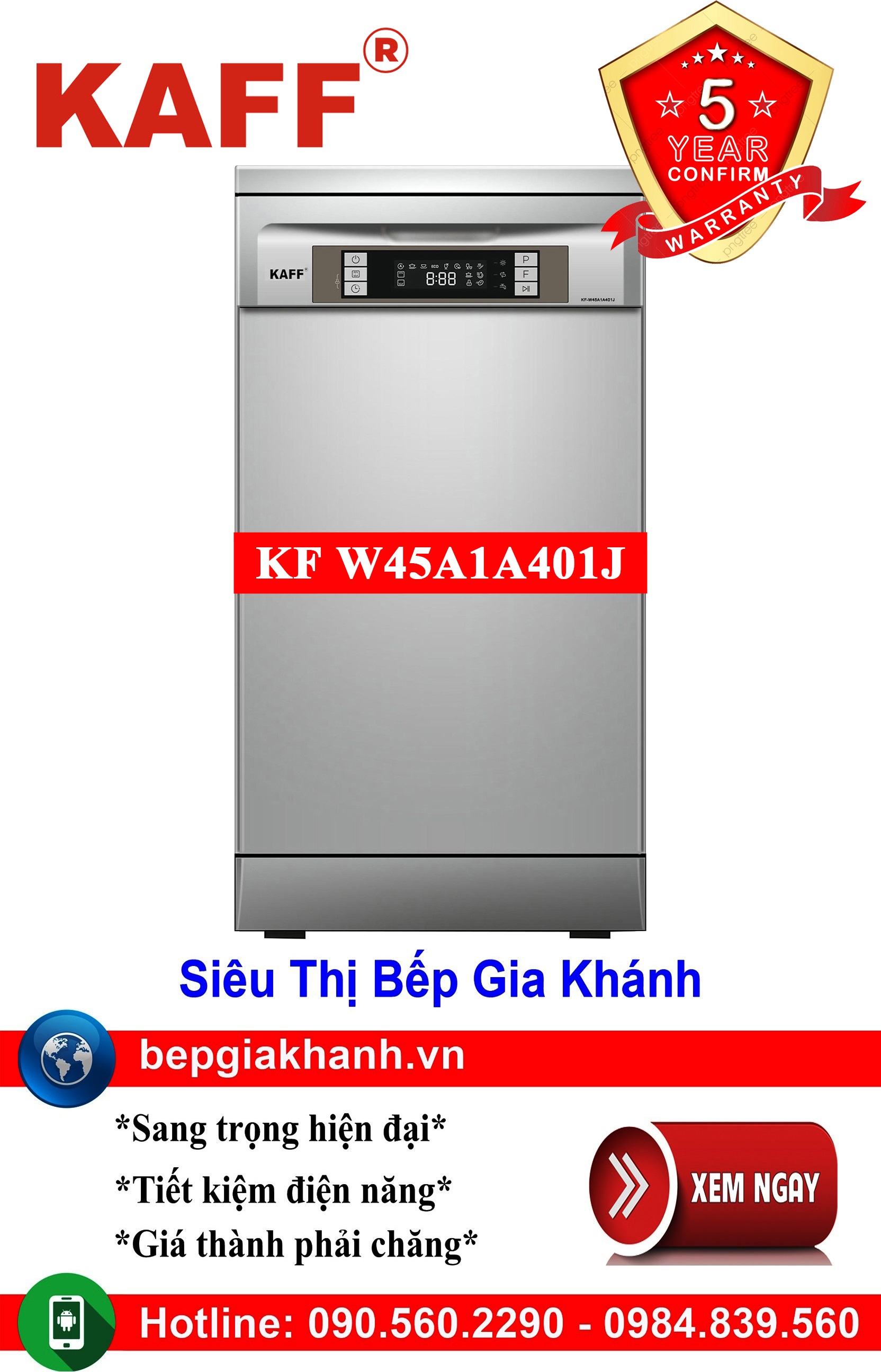 Máy rửa bát cao cấp Kaff Kaff KF W45A1A401J lắp độc lập nhập khẩu chính hãng máy rửa chén máy rửa chén bát máy rửa bát máy rửa bát giá rẻ may rua bat may rua chen may rua bat gia re