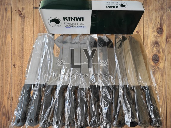 【HỘP 12 CÂY】Bộ dao bếp Kinwi Stainless Steel Kitchen Knife Cán nhựa đen Dài 30cm - No.478 chất liệu 