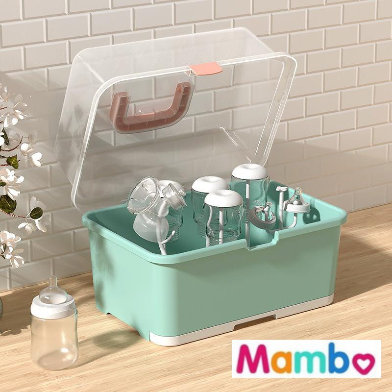 Baby Feeding Bottle Drying Rack With Cover Baby Bottle Storage Box Container and Organizer Baby Cutlery Storage Box
