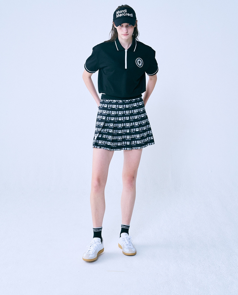 MARDI MERCREDI PIQUET ZIP UP TSHIRT ROUND EMOJI WAPPEN