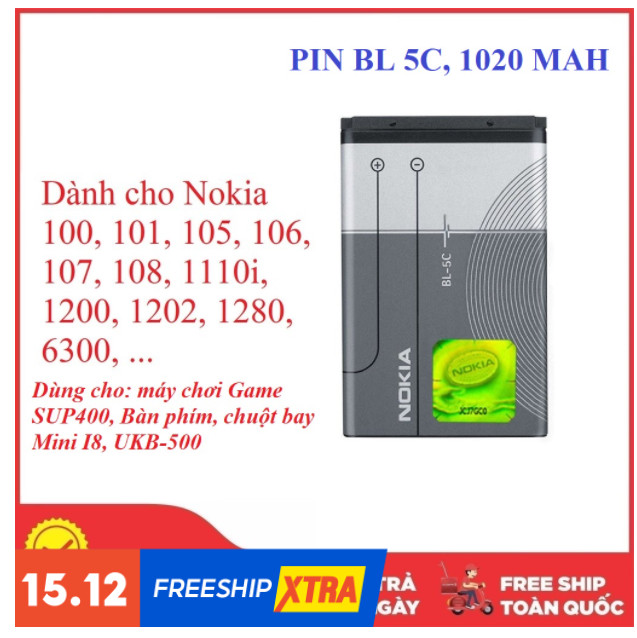 Pin Nokia BL 5C dành cho cho điện thoại Máy chơi game bàn phím mini...