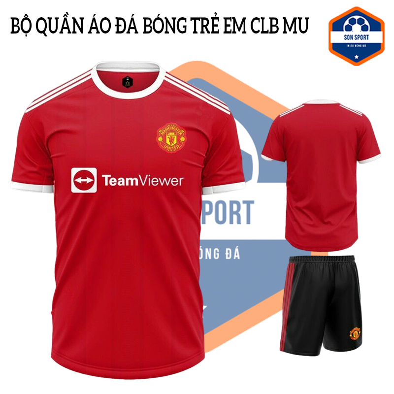 Bộ quần áo đá bóng trẻ em clb manchester united đỏ