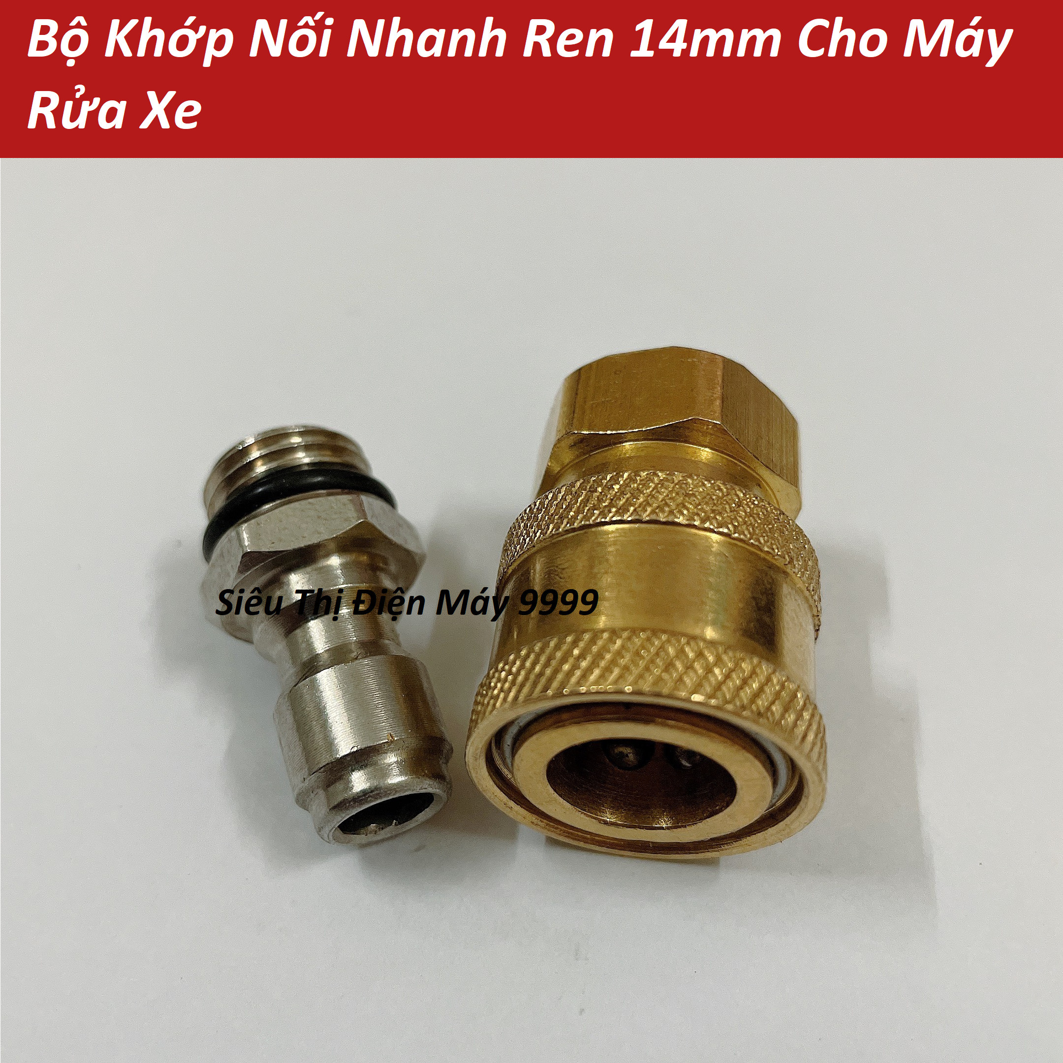 Bộ Khớp Nối Nhanh Ren 14mm Cho Máy Rửa Xe, Thiết Kế Nhỏ Gọn Tiện Dụng, Chất Liệu Thau Tốt, Độ Bền Cao