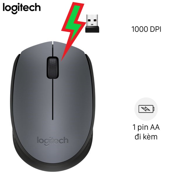 Chuột không dây Logitech M170 Đen
