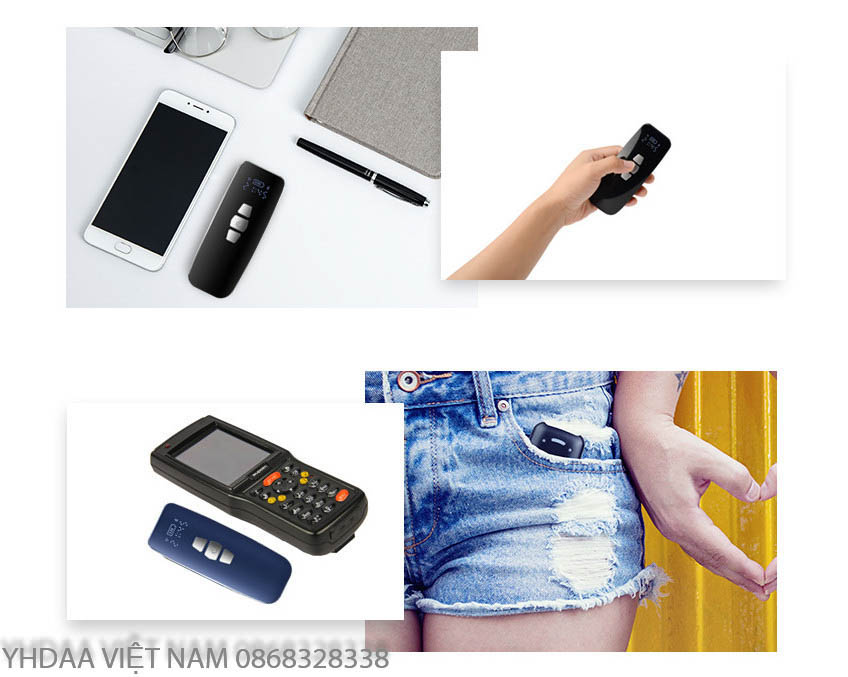 Máy bắn mã vạch không dây Mini YHD 3200DB 2D - Máy quét mã vạch Bluetooth cầm tay nhỏ gọn - Máy đọc mã vạch Qrcode(2D) dùng trên Điện thoại, Máy tính