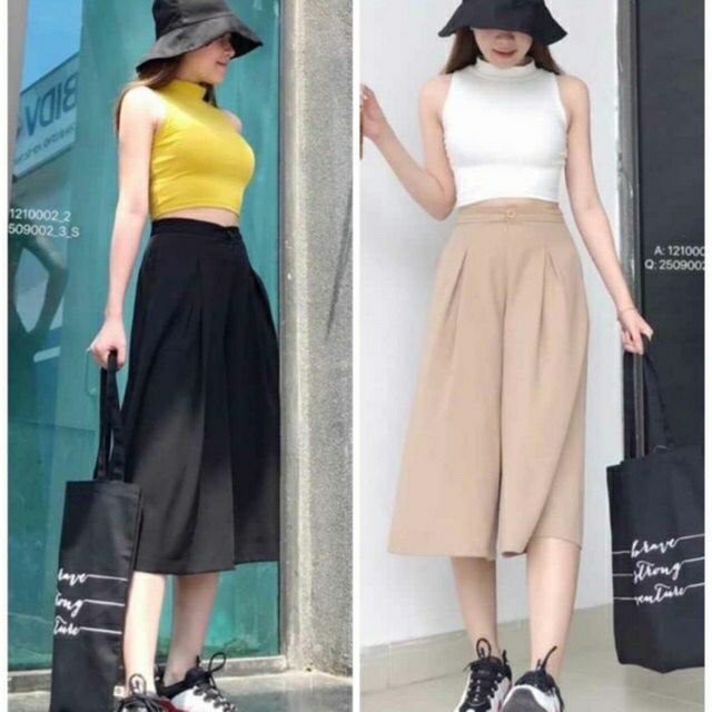 Quần ống rộng nữ , Quần đũi lửng ống rộng xếp ly , Chất liệu đũi xước hàn, mềm, nhẹ ,mát , Thiết kế Phía trước xếp ly ,cạp khuy kéo khóa,phía sau cạp chun co giãn thoải mái , phối đồ sang chảnh , hỗ trợ ship - Thời trang nữ Keni