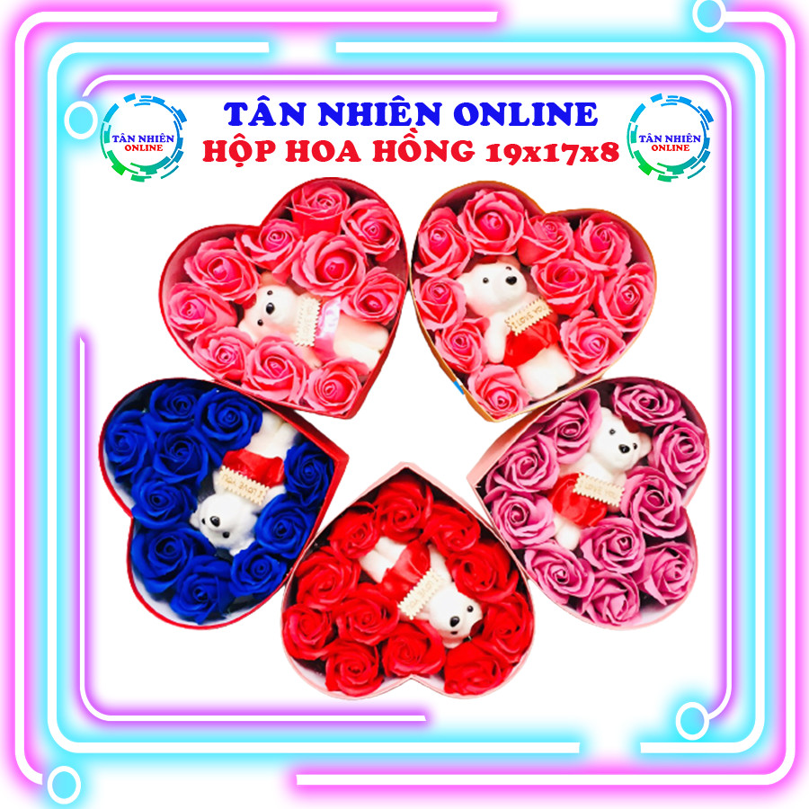 [Hỏa tốc] Quà tặng valentine hộp hoa hồng sáp hình trái tim, kèm gấu siêu đẹp đủ màu sắc, kích thước, món quà sinh nhật, quà tặng tình yêu ý nghĩa nhất, Tân Nhiên Online